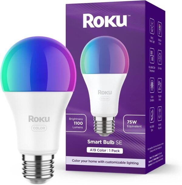 Focos inteligentes Roku (color, 1 unidad) | funcionan con Alexa y Google Assistant