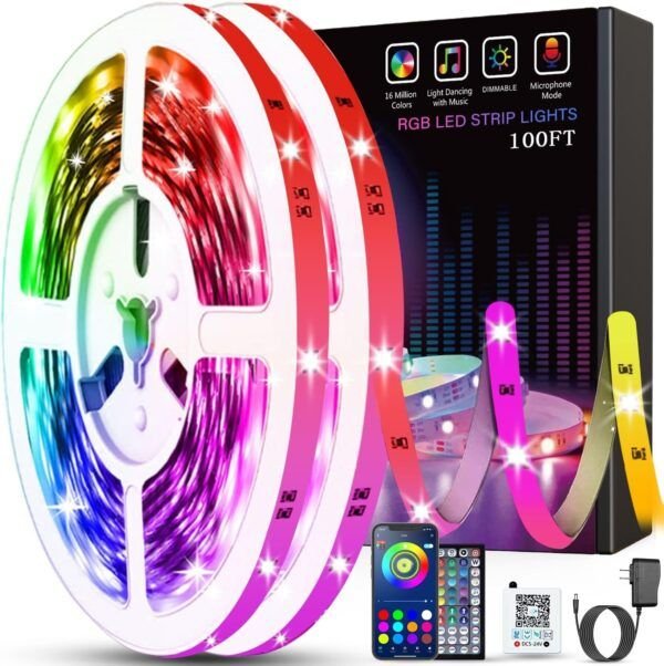 Tira de Luces LED para uso interno de 100 pies (2 rollos de 50 pies)