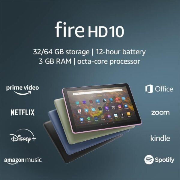 Tablet Amazon Fire HD 10 pantalla de 10.1" Full HD de 1080p (32 GB) | Modelo de 2021 | Negro