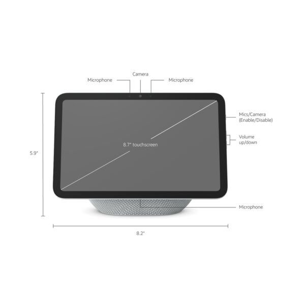 echo show 8 detalle Echo Show 8 4ta gen Pantalla táctil inteligente alta definición audio espacial, con asistente Alexa | Negro
