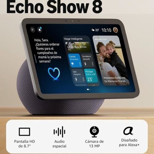 Echo Show 8 4ta gen Pantalla táctil inteligente alta definición audio espacial, con asistente Alexa | Negro