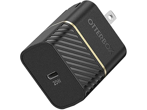 OtterBox Cargador USB-C, 20 W + cable OtterBox USB C-C de 1 M, color negro brillante