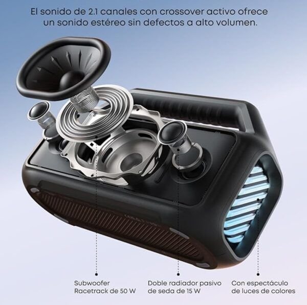 soundcore-Boom-2-06 Bocina Soundcore Boom 2 | 80W, BassUp 2.0, IPX7 flotante, 24 h de batería | Negro