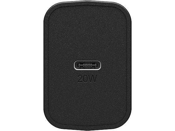 OtterBox Cargador USB-C, 20 W + cable OtterBox USB C-C de 1 M, color negro brillante